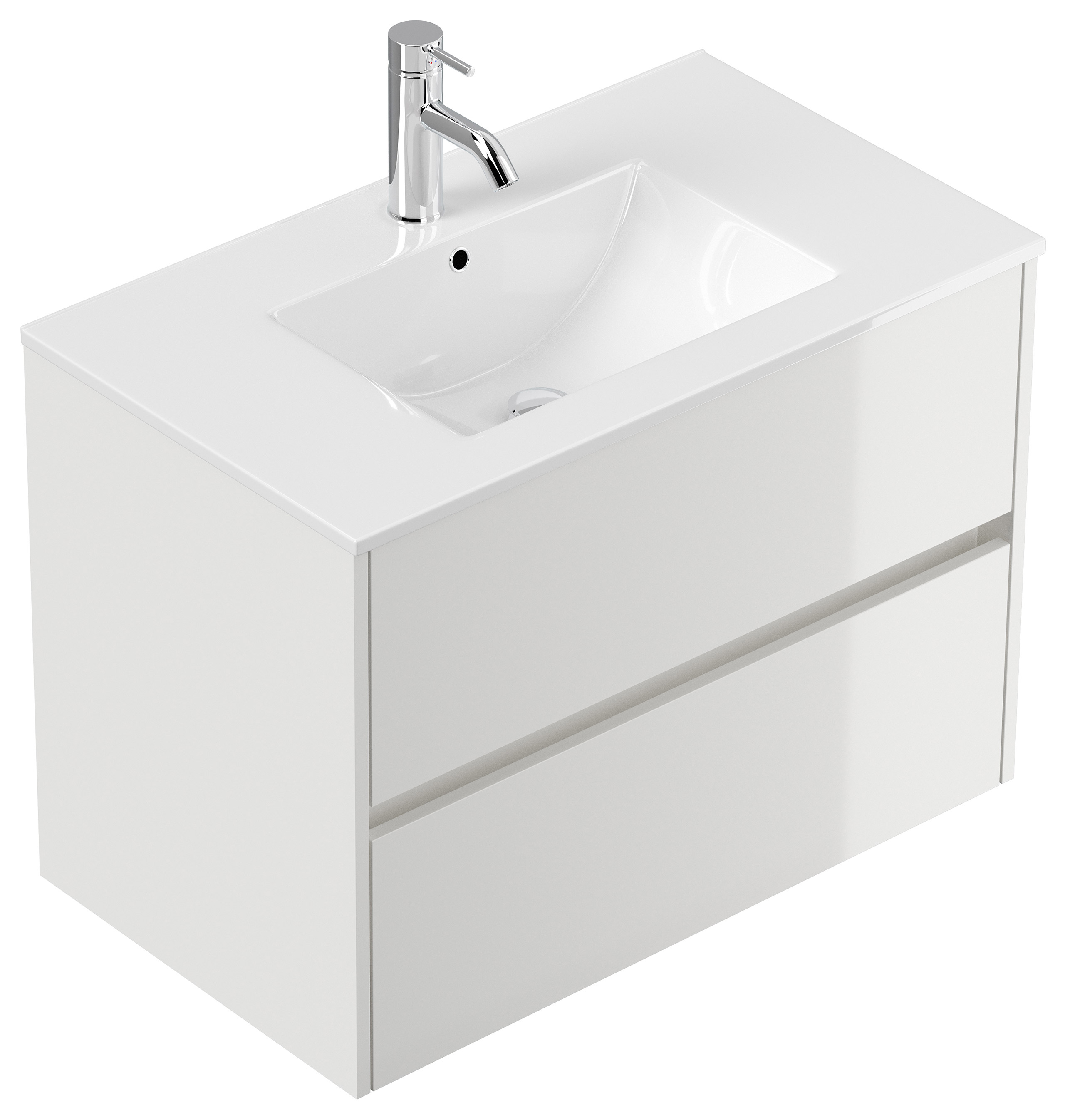 Badmöbel Taifun & Waschtisch 80cm 2 Greifraum SoftClose Auszüge weiß Hgl