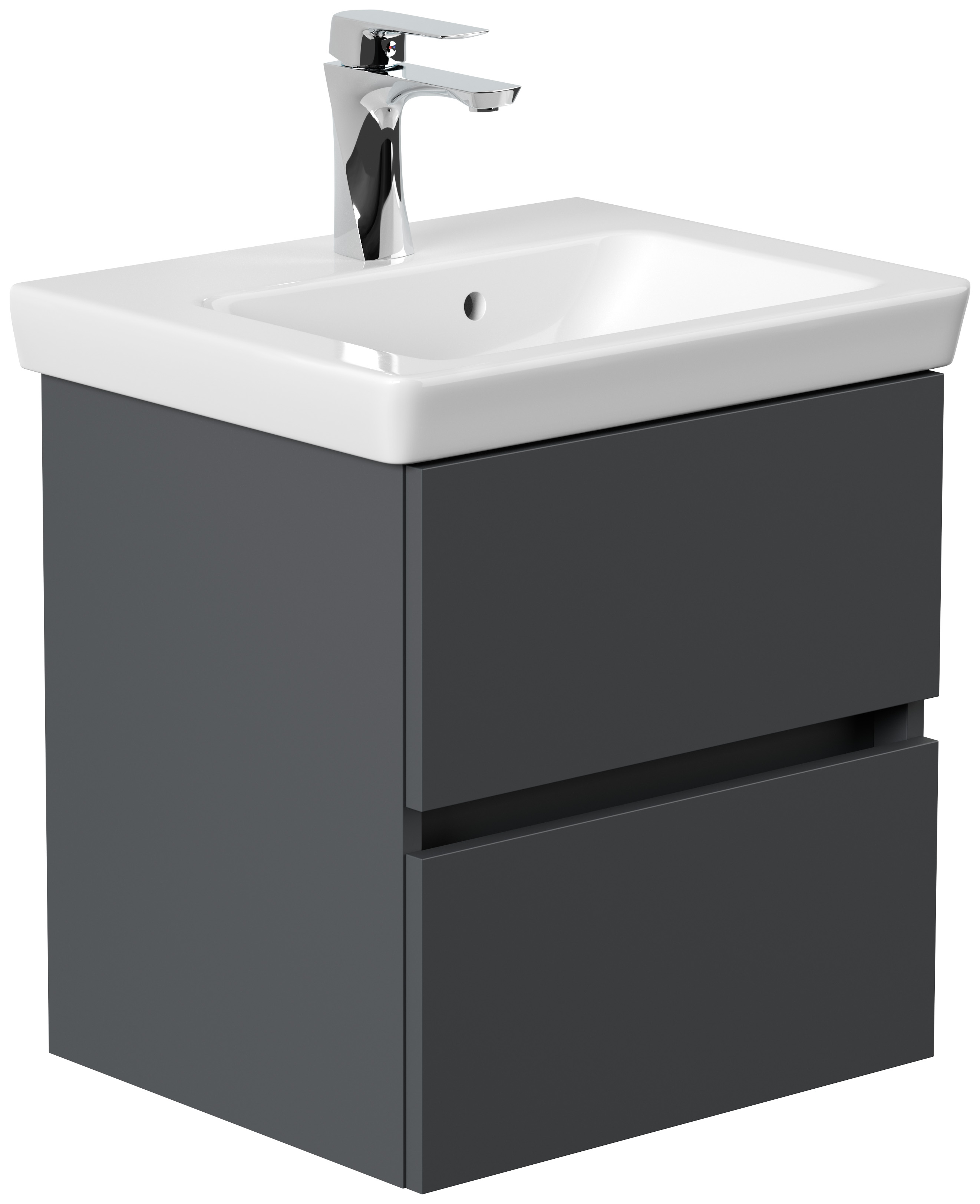 Badmöbel mit Villeroy & Boch Subway 2.0 Waschbecken 50 cm SoftClose grafit
