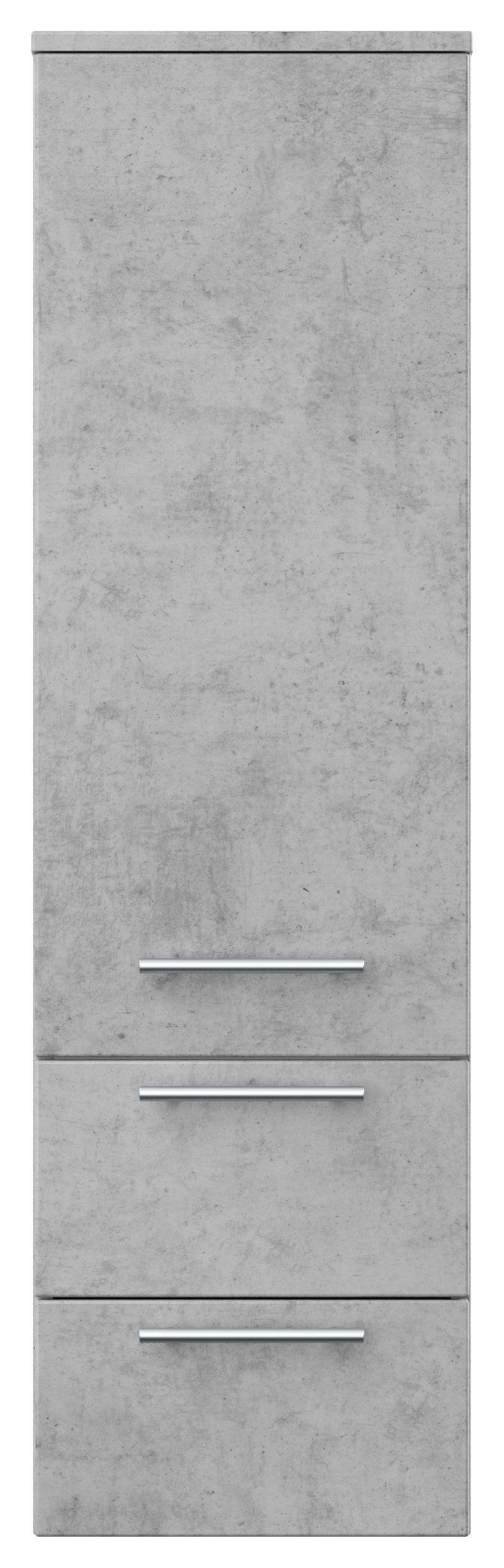 Hochschrank 120 cm in Beton mit Glaseinlagen