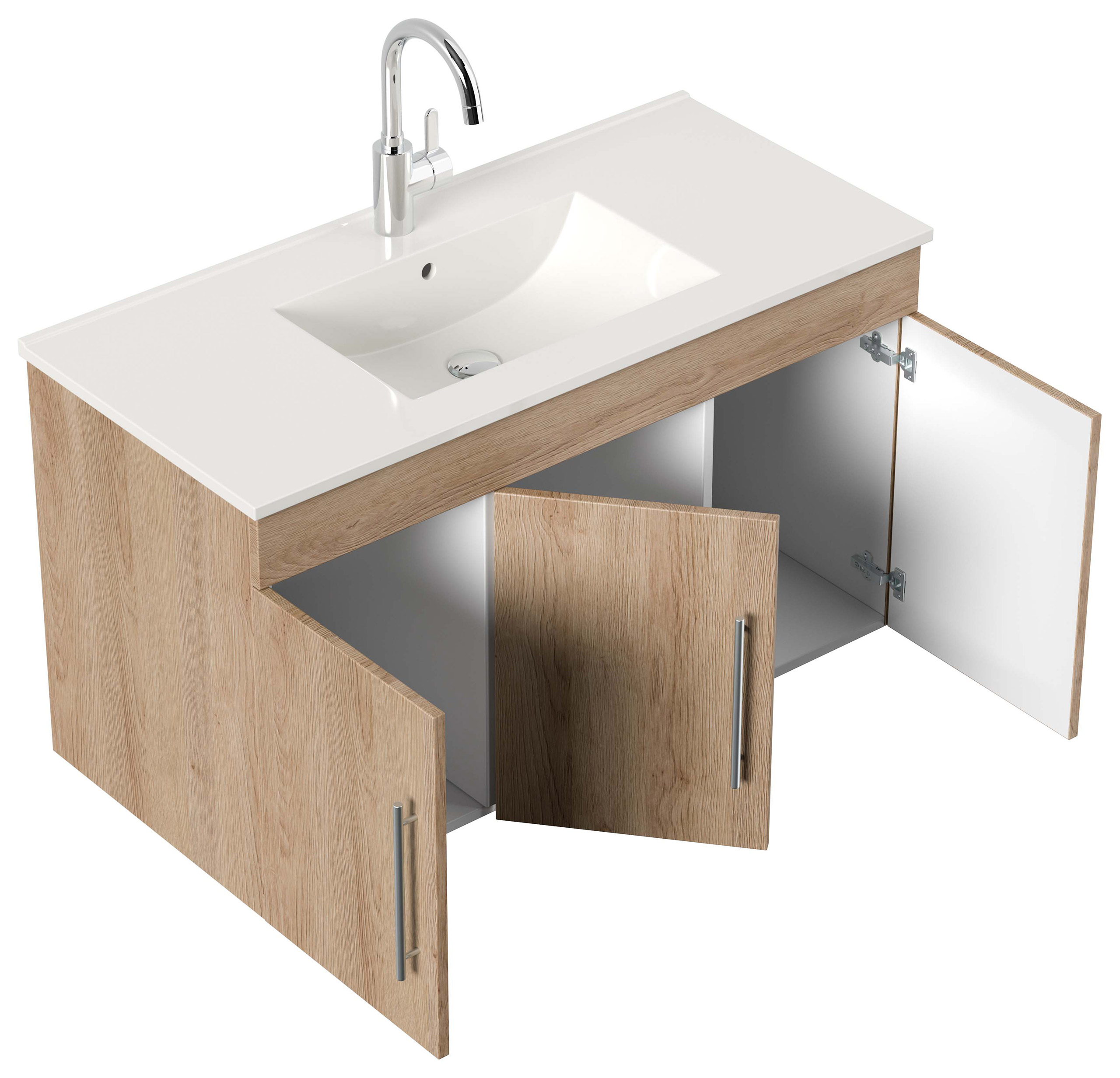 Badmöbel-Set Venezia 100 cm (6-teilig) SoftClose eiche hell 