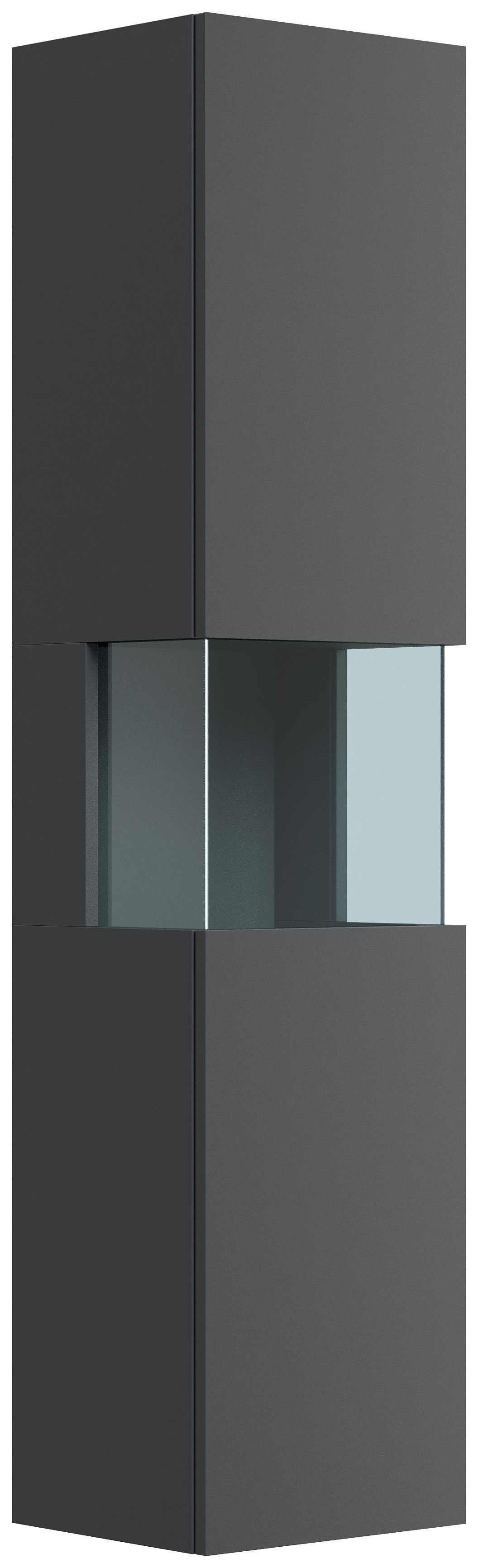 Design Badschrank Hochschrank 150cm  Softclose Taifun Glaselement grafit