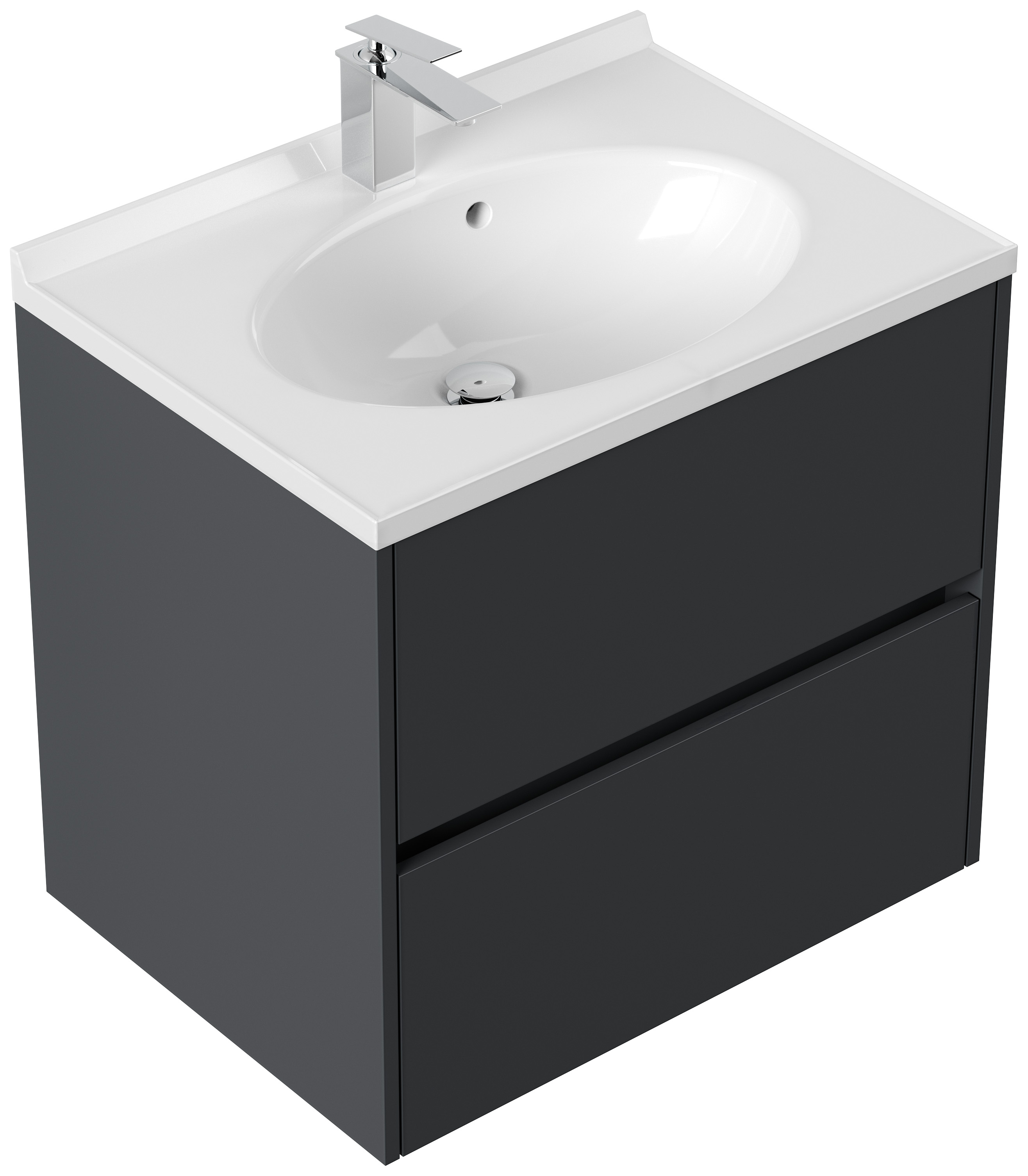 Badmöbel Rina & Waschtisch 70cm 2 Greifraum SoftClose Auszüge grafit