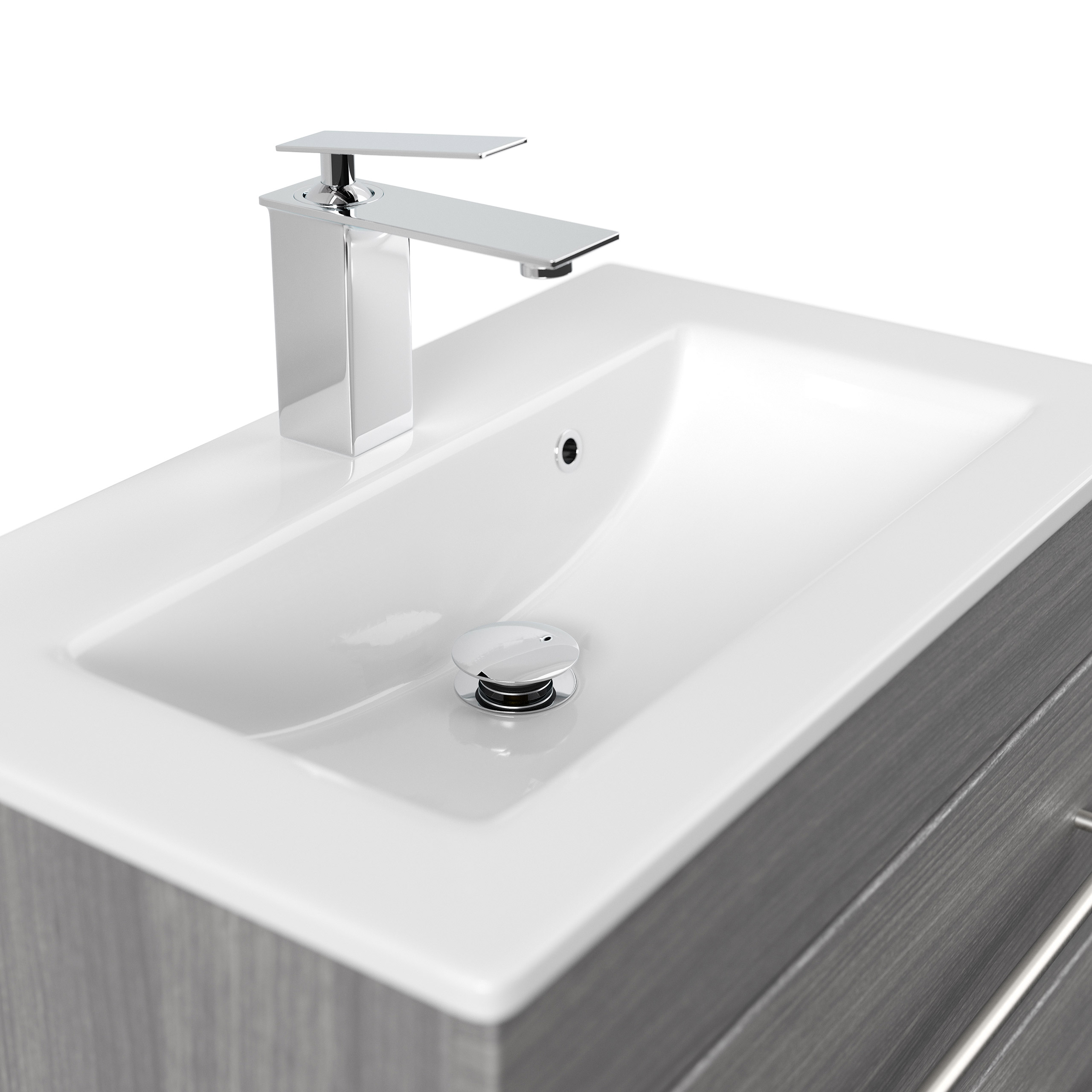 Badmöbel Mars 600 2-teilig mit LED Spiegel SlimLine SoftClose silbereiche 