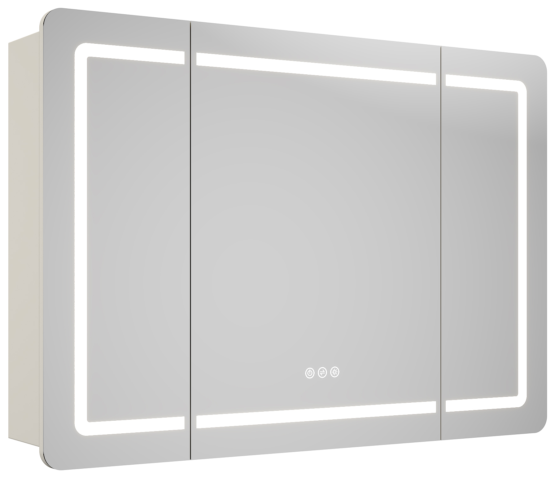 Spiegelschrank Riva 100 cm inkl. LED-Lampe und Glasböden montiert kaschmir matt