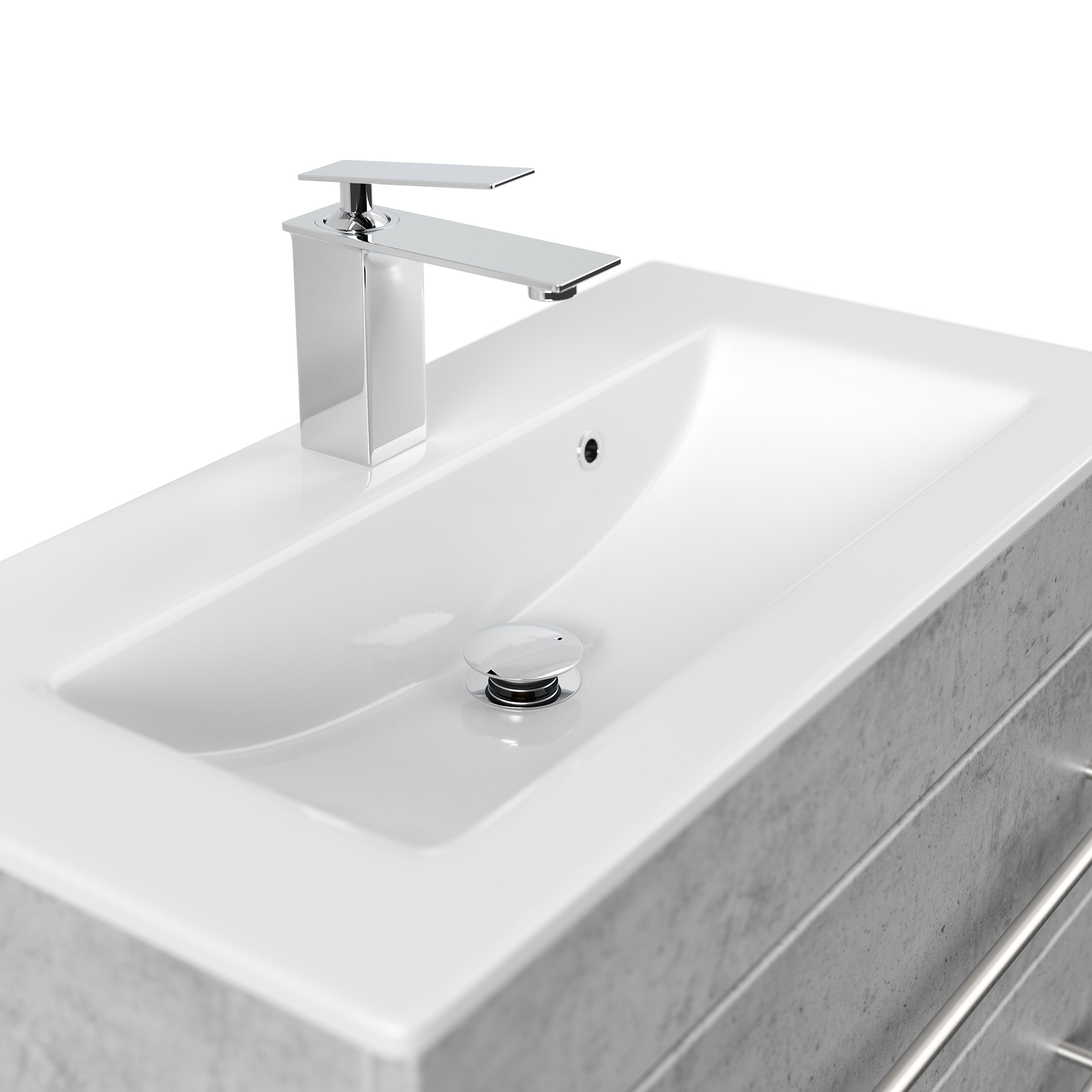 Badmöbel Mars 700 2-teilig mit LED Spiegel SlimLine SoftClose beton