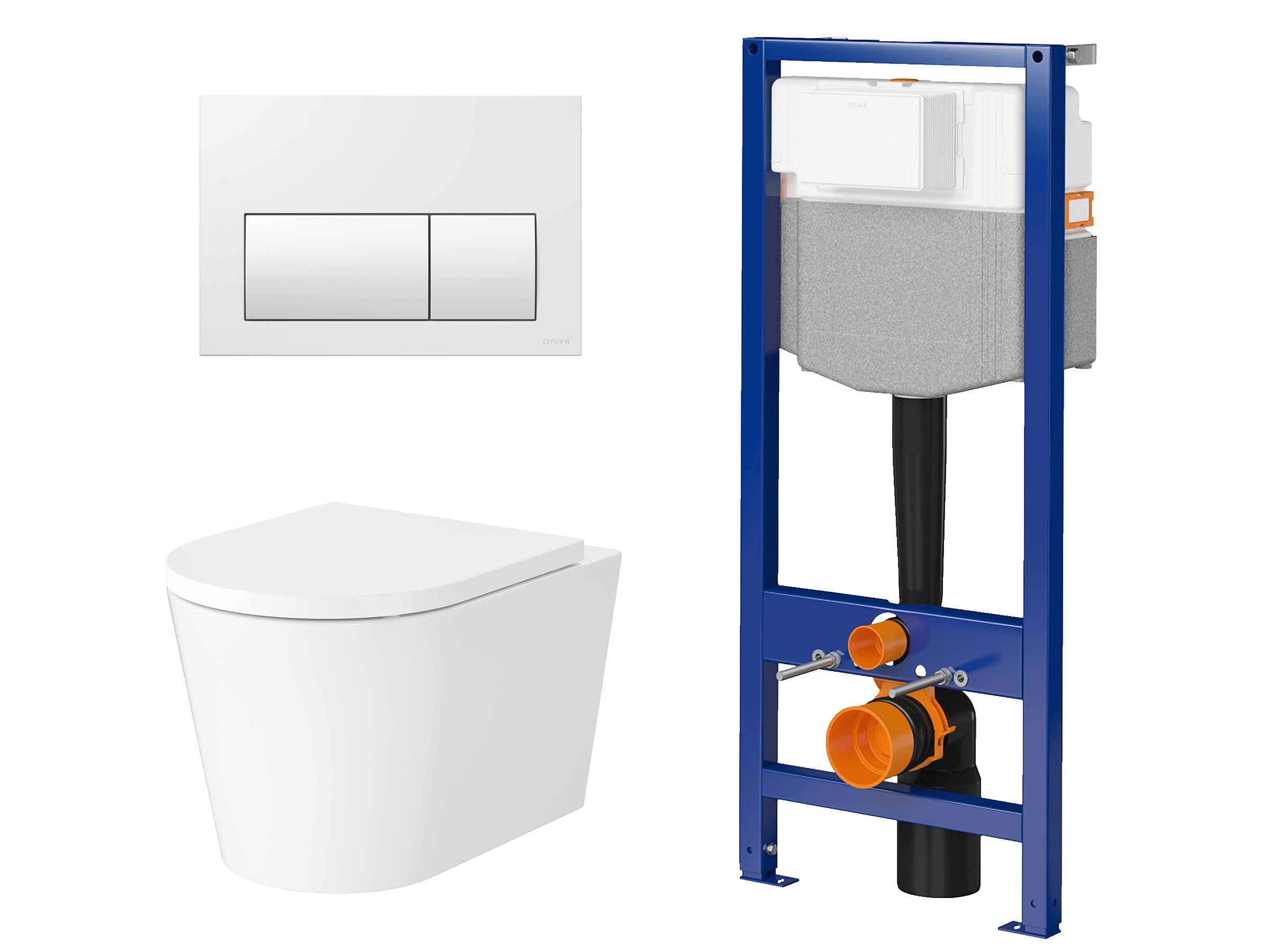 WC-Set MESTA mit Tornado-Spülung, Vorwandelement 50 cm und Betätigungsplatte
