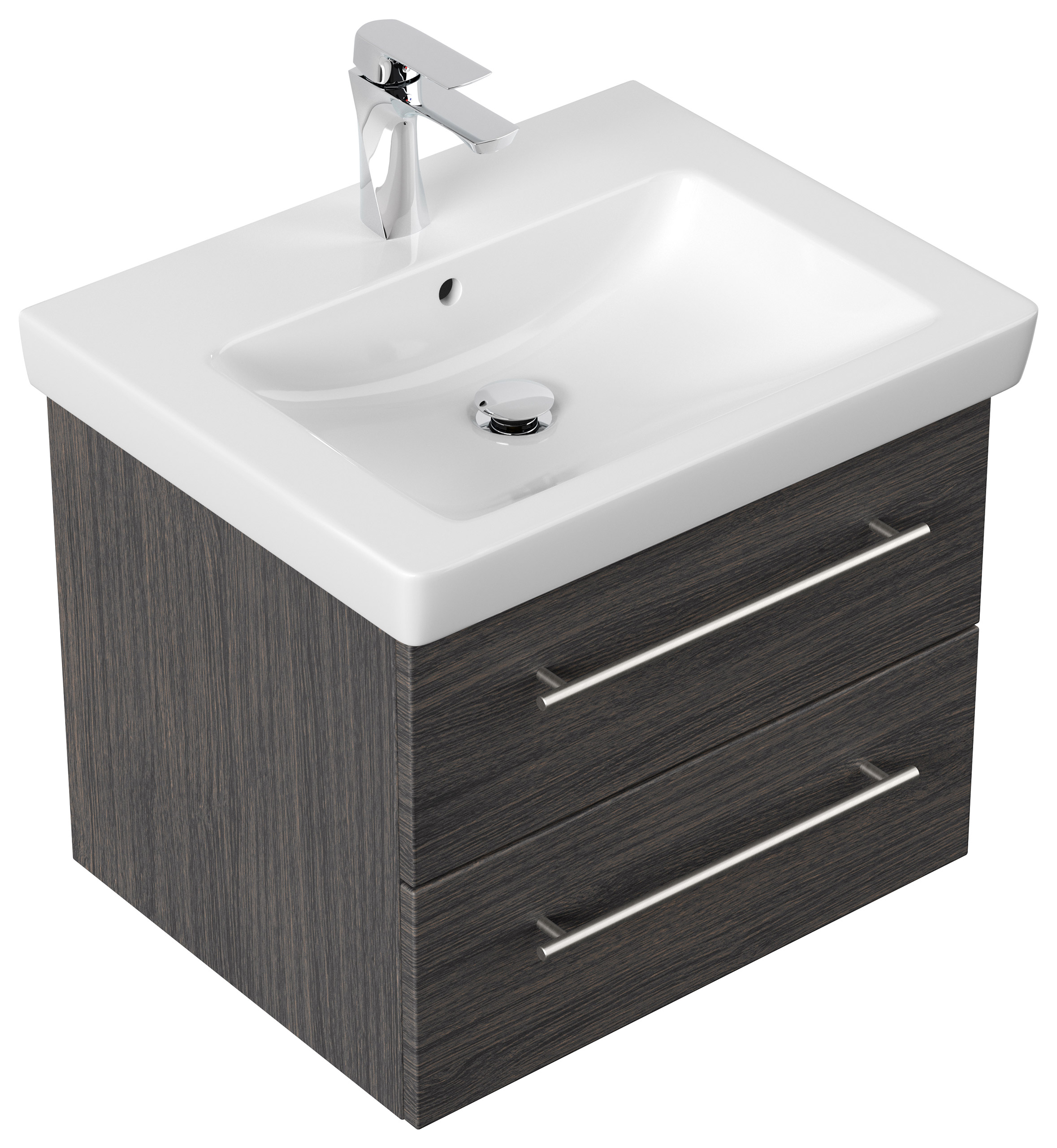 Badmöbel mit Villeroy & Boch Subway 2.0 Waschbecken 60 cm anthrazit gemasert
