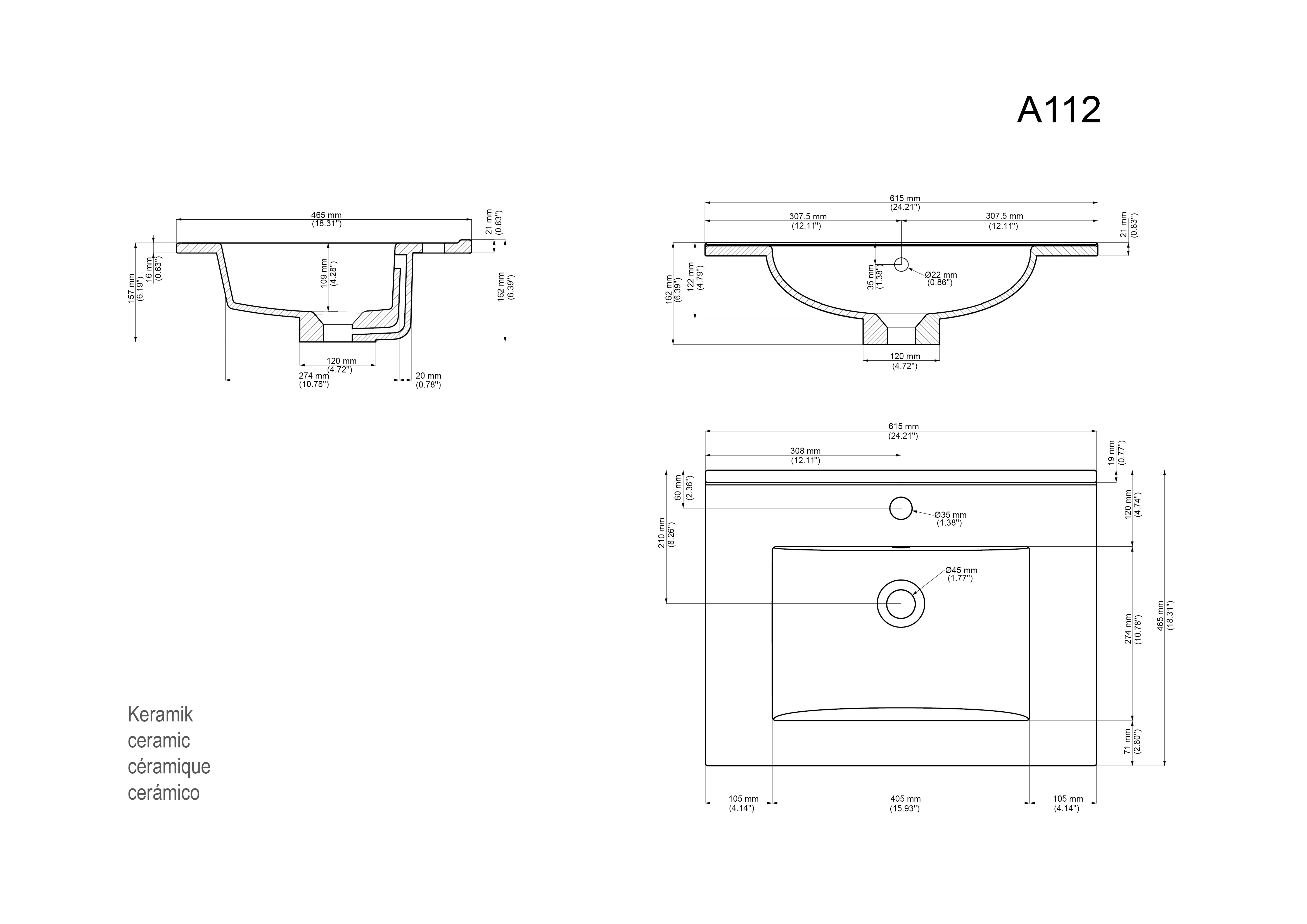 Badmöbelset Taifun 60cm 3tlg mit Spiegelschrank & 3er Boxen Set grafit