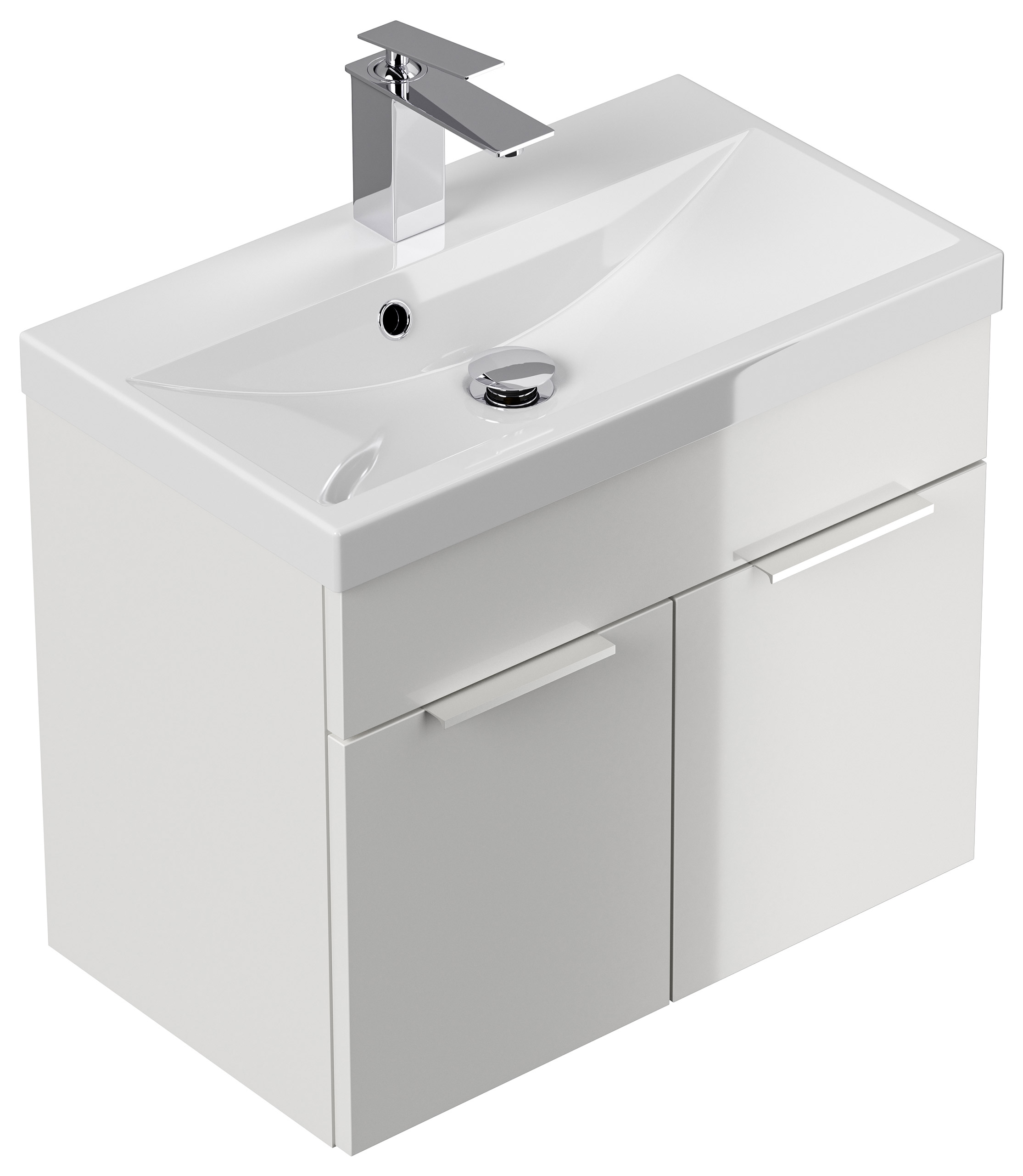 Badmöbel-Set Slimline Vega 2tlg mit Spiegel SoftClose weiss hochglanz/weiss matt