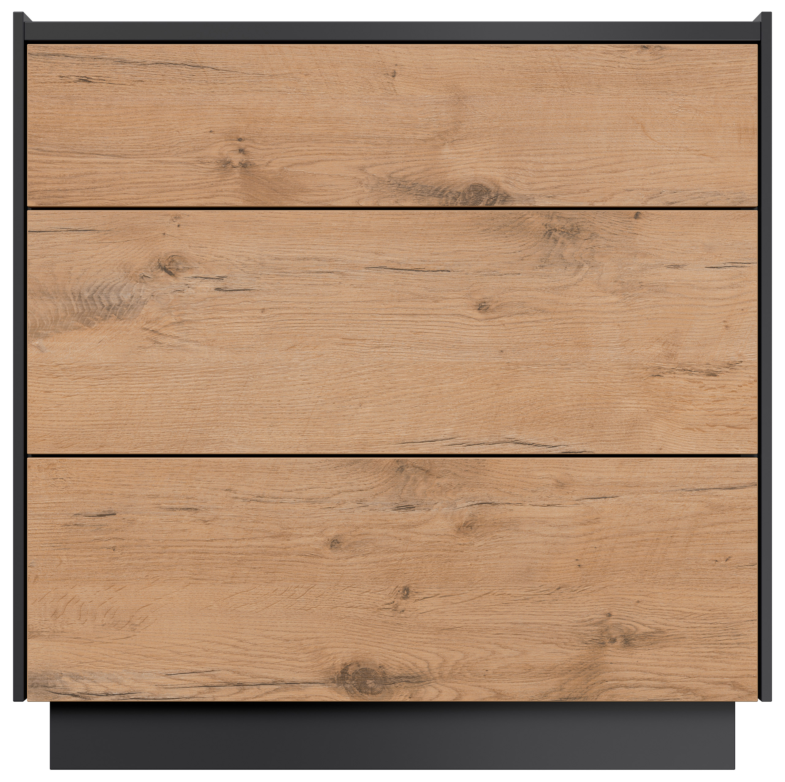 Design Nachttisch Kommode Lux XL 70cm, 3 Pushauszüge Oak für Boxspringbett