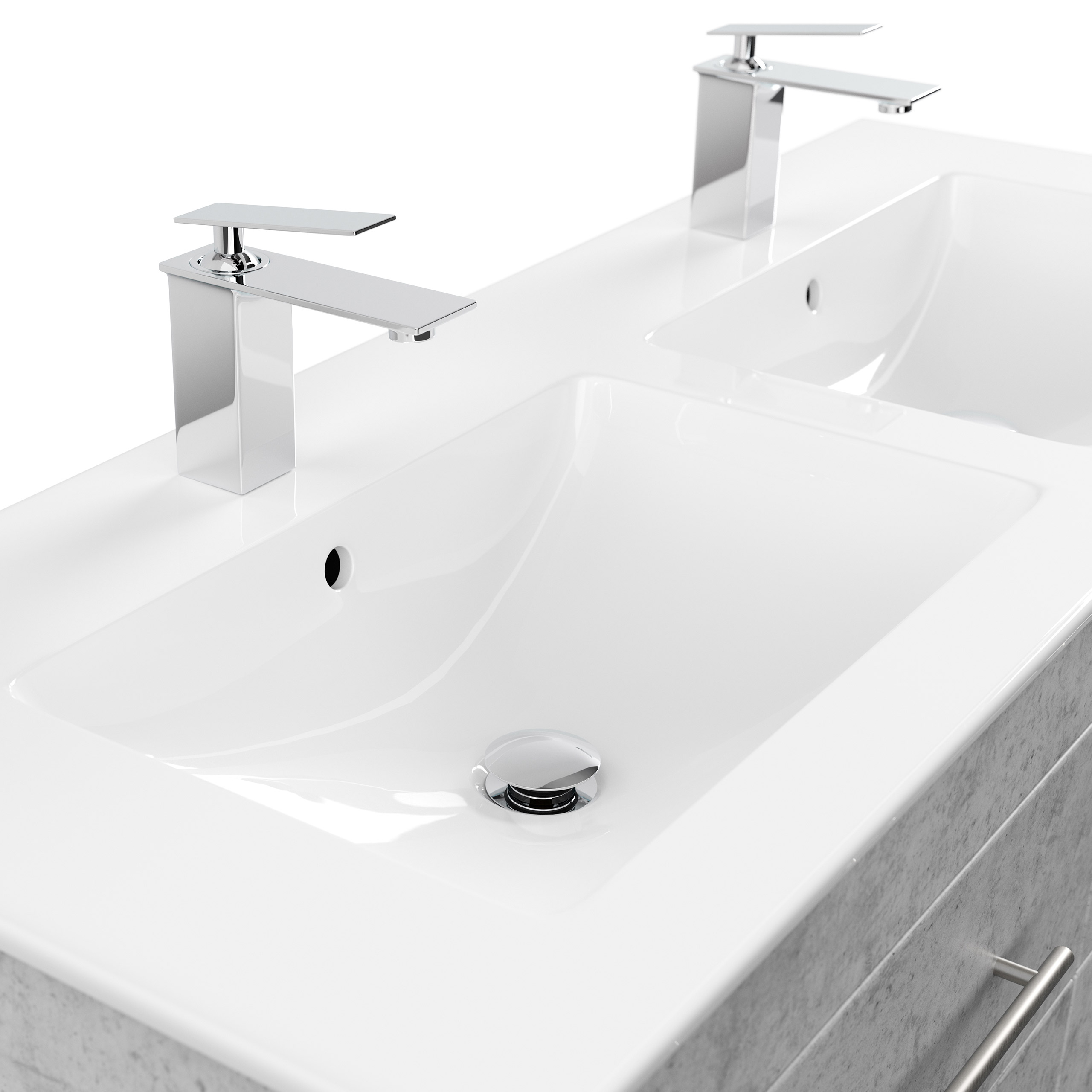 Badmöbel mit Villeroy & Boch Venticello Waschbecken 130 cm Doppel B beton