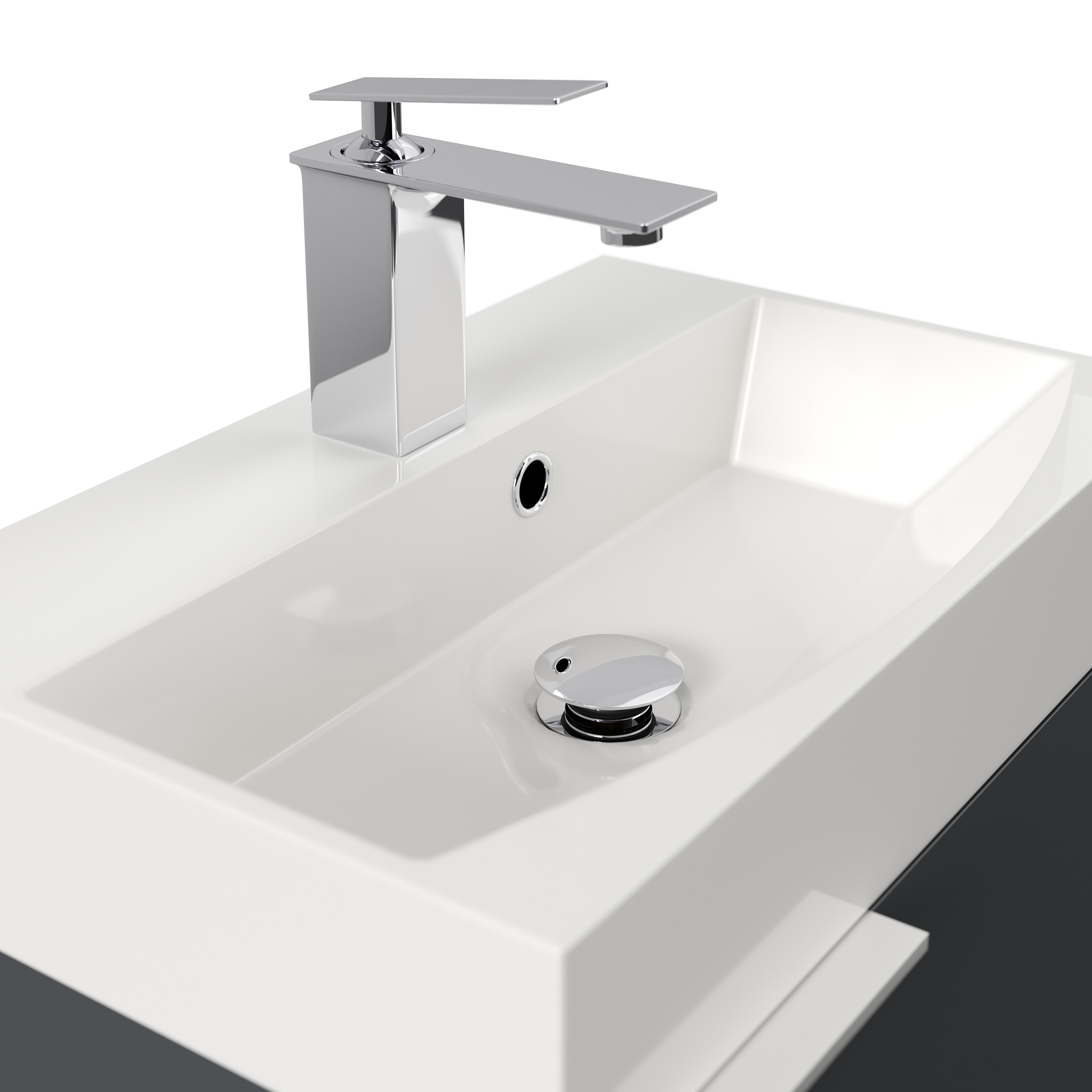 Gäste WC Badmöbel Kubus Slimline 50cm SoftClose grafit